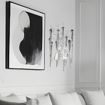 Laura Krom Kristal Taşlı Modern Tasarım Su Damlası Taşlı Duvar Lambası Salon Aplik Krom