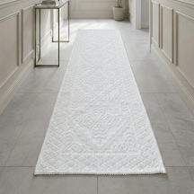 Julio%100 Doğal Pamuklu Dokuma Kilim Yolluk 55x155 Cm Açık Gri - Siyah