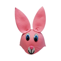 Pembe Renk Kulaklı Tavşan Şapkası Hayvan Şapkası Açık Mavi