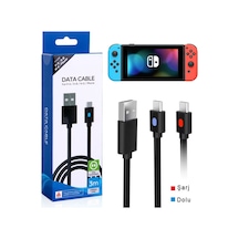Switch Şarj Kablosu 3 Metre Led Göstergeli Ns Oyun Konsolu Type-c Örgü Kablo