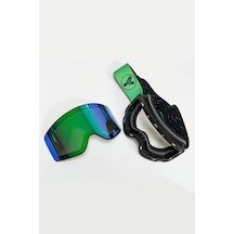 Profesyonel Kayak / Snowboard Gözlüğü Mıknatıslı Model Yeşil