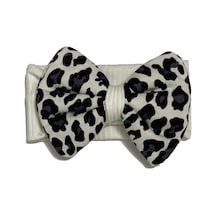Leoparlı Kız Bebek Bandana Beyaz