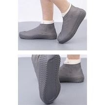 Gri Silikon Yağmur Koruyucu Ayakkabı Kılıfı Kaymaz Su Kir Geçirmez Large (40-46) ID-7059 Çok Renkli
