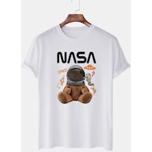 Flood Of Style Unisex Beyaz Ayıcık Nasa Tshirt