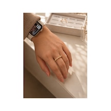Luvie Gold Yarım Tur Asimetrik Dizili Zirkon Taş Detaylı Modern Ayarlanabilir Şık Tasarım Premium Yüzük Altın