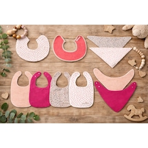 Enhitbaby %100 Pamuk - Sıvı Geçirmez Önlük 10'lu Premium Set Pembe