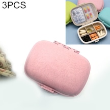 Sones 3 Adet 8 Izgara Çift Katmanlı Taşınabilir Mini Pipet Hap Saklama Kutusu Buğday Pembesi