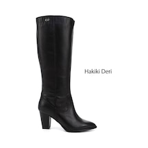 Gönderi(R) Gönderi R Kadın Siyah Sivri Burun Kalın Topuklu Hakiki Deri Çizme Gkzc13446521 Siyah