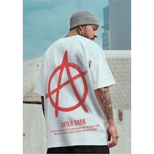 Unisex Örme After Dark Baskılı T-shirt Beyaz