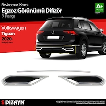 S-dizayn Vw Tiguan Krom Egzoz Görünümü Difüzör 3 Parça 2020-2024 A+kalite