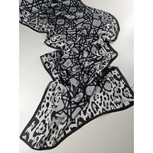 Miorel Scarfs Leopar Tema Cd Tema Vual İpek Şal Aksesuar Fular Silk Scarfs Shawl Hijab Gri