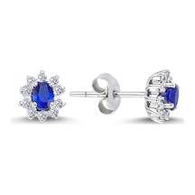 Lova Pırlantalı Oval Safir Anturaj Küpe -  3050004