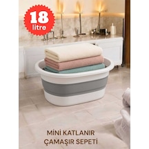 Mini Katlanır Çamaşır Sepeti 18 Litre Plastik Gri 33 X 48 Tr Diğer