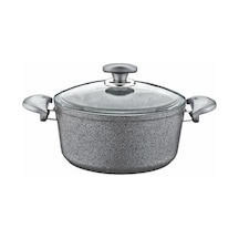 Oms Granit 26x12,5 Cm Gri Derin Tencere Cam Kapaklı 3110 Diğer