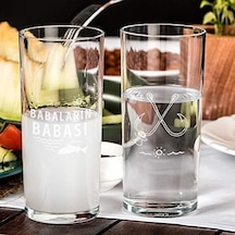 Babaların Babası Esprili Ahşap Kutulu Rakı Seti 2 Adet Kadeh 1 Adet Sürahi Duble Metre Açık Mavi