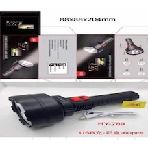 AYT Ticaret HT-101 POWERMASTER HY-789 USBLİ 3 MODLU ŞARJLI EL FENERİ Siyah