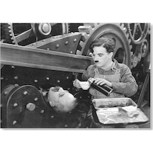 Cakasepetim Çay Zamanı Charlie Chaplin 1889 1977 Modern Times Filminde Ahşap Mdf Tablo