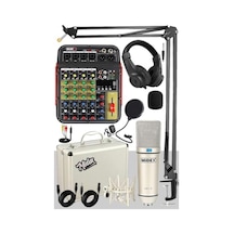 Midex Vokal Paket-2 Cx1 Stüdyo Mikrofon 6 Kanal Stüdyo Kayıt Mikseri Kulaklık Ekipman Seti