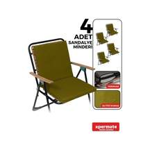 4'lü Arkalıklı Sandalye Minderi Su Yağ İtici Sırtlıklı Fermuarlı Bağcıklı Yıkanabilir Balkon Bahçe 40x40 Yeşil Çok Renkli