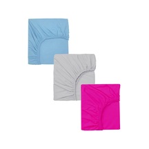 3 Adet 40 X 80 + 10 Cm Anne Yanı Lastikli Penye Kumaş Bebek Çarşafı-fuşya-mavi
