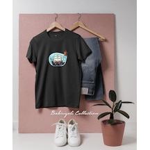 Bahriyeli Collection Oversize Alaaddinin Sihirli Lambası İçinde Yelkenli Tasarımlı Unisex T-shirt Siyah