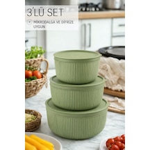 Saklama Kabı 3'lü Set 1550 - 1000 - 550ml Depolama Kutusu - Gıda Çerezlik Hobi Çok Amaçlı Box Yeşil