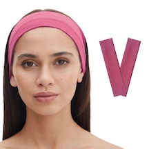 2li Kadın Saç Bandı Bandana Pamuk Likralı Spor Headband Pembe M. Koyu Pembe
