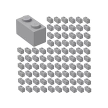 50 Adet 1x2 Açık Gri Tuğla Duvar Parçası - 50 Piece 1x2 Light Bluish Gray Brick Parts
