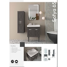 Evros Sofya 65 cm Banyo Dolabı Antrasit - Gri