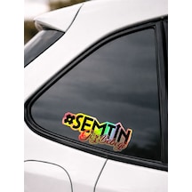 Semtin Göz Bebeği Yazı Jdm Araba-motosiklet Cam Etiket Sticker Baskes Hologram 15x6cm Çok Renkli