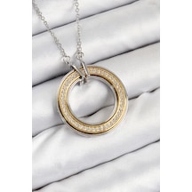 Mey İthalat 316l Çelik Zirkon Taşlı Dönen Daire Model Gold Ve Gümüş Renk Kadın Kolye 11