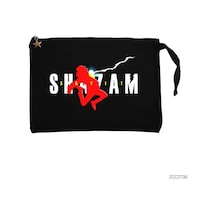 Zepplin Giyim Shazam Logo And Child Siyah Clutch Astarlı Cüzdan / El Çantası