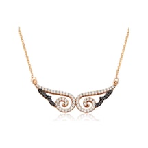 Kuyumcudukkani Siyah Zirkon Taşlı Melek Kanadı Kolye-20147-r-m Rose Gold