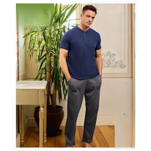 Pijamoni Erkek Düğme Yaka Kısa Kol Penye Pijama Takımı 6880/2 - 1 Adet Lacivert Pijamoni Erkek Düğme Yaka Kısa Kol Penye Pijama Takımı 6880/2 - 1 Adet Lacivert