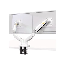 Tr Nb F160 Beyaz Çift Kol Monitör Standı 17 27 İnç Gazlı Yaylı Amortisörlü, 2 9 Kg, Vesa 75x75 / 100x100