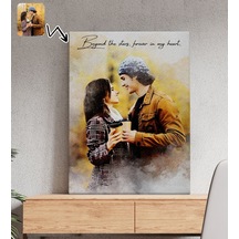 Bk Gift Kişiye Özel Sulu Boya Tasarımlı Kanvas Tablo-1 50x70 , Sevgiliye Hediye, Sevgililer Günü Hediyesi Kobitmeyencom33877 Bk Gift