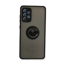 Samsung Uyumlu Galaxy A72 Uyumlu Kılıf Montreal Yüzüklü Silikon Kapak - Siyah