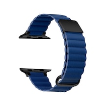 Ekılıf - Apple Uyumlu  Watch 42mm - Kordon Pu Deri Kordon Strap Kayış Krd-78 - Lacivert