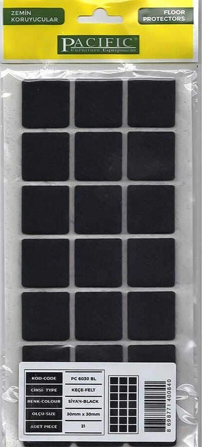Pacific 6030 Bl Yapışkanlı Keçe 30 Mm X 30 Mm Siyah - Uxfo-285058