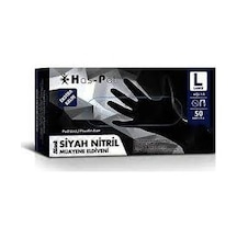 Haspet Siyah Nitril Eldiven L Beden 50 Adet