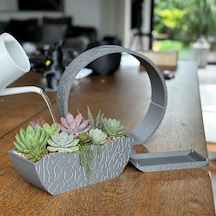 Bezos 3d Baskı Self-watering Planter - Kendi Kendini Sulayan Saksı-gri Rengaren Standart