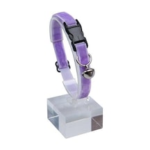 Kadife Zilli Ayarlanabilir Kedi Boyun Tasması 22-30 Cm Lila-18506