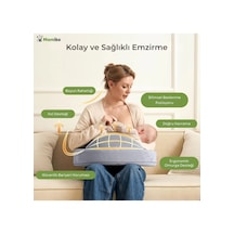 Emzirme Yastığı, Visco Yastık, Yıkanabilir Kılıf, Memory Foam, Güvenlik Bariyerli Geniş Minder Gri