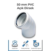 50 Mm Pvc Açık Dirsek Gri Atık Su Gider Boru Bağlantı Parçası Dayanıklı Pvc