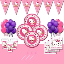 Hello Kitty Doğum Günü Parti Malzemeleri Süsleri Seti 24 Kişilik