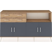 Arges Konsol 4 Raflı 4 Çekmeceli 4 Kapaklı 176x30x99 Çam-antrasit/çam Antrasıt/atlas Çam - Atlas Çam