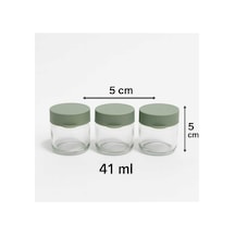 3 Lü Mini Cam Kavanoz 41 Ml Silikon Kapaklı Mama, , Reçel Ve Sos Saklama Kabı Mit Yeşili