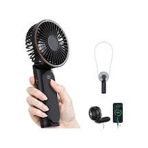 Yunboo Usb Şarjlı 3600mah Bataryalı Boyun Asılı/eldeki Katlanabilir Masaüstü Mini Fan Siyah