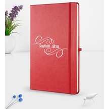 Kişiye Özel İsimli Kırmızı Termo Deri Defter 16X24Cm Model 3
