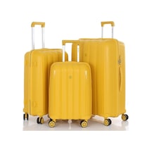 Mçs 3lü Set Kırılmaz Silikon Seyahat Valizi Bavulu V305 Sarı